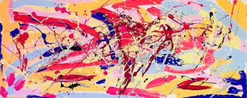 Colorful abstract expressionist artwork made with the dripping technique by the Italian contemporary artist Davide Canepa