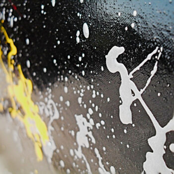 Metal and gold dripping contrast enamel painting by Davide Canepa.
