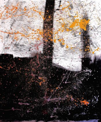 Big abstract canvas art about history by contemporary painter Davide Canepa.