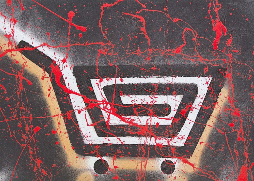 Shopping cart modern painting by Davide Canepa.
