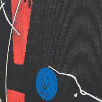 Blue dot on black canvas painting by Davide Canepa.