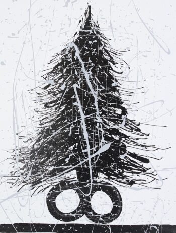 Pine tree and infinity symbolism canvas painting by Davide Canepa.