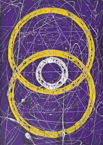 Vesica Piscis symbol painted on canvas by Davide Canepa.