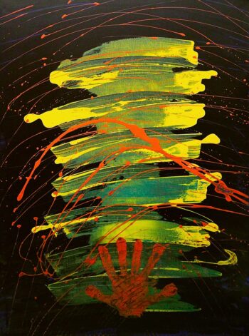 Handprints symbol canvas painting by Davide Canepa.