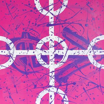 Circles and lines symbolist art on canvas by Davide Canepa.