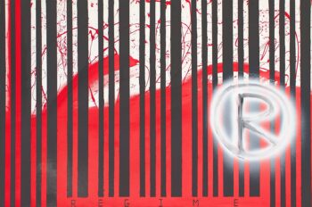 Original big canvas depicting barcode.