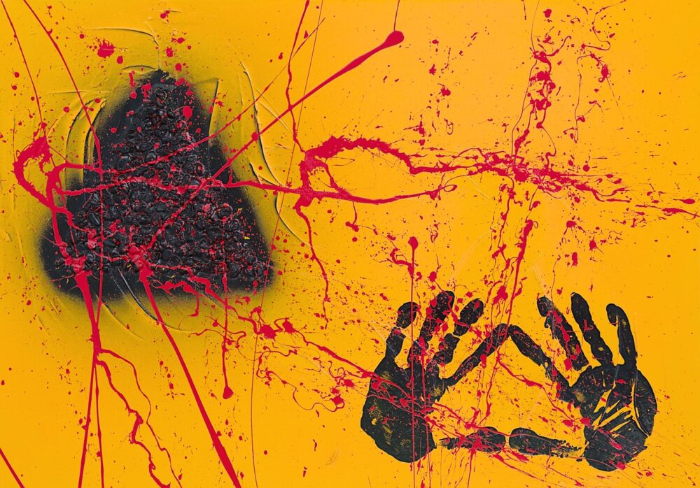 Painting about modern culture and social influence.