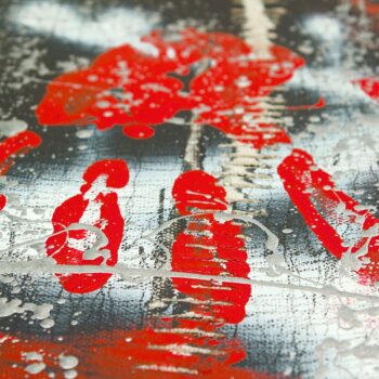 Handprint close up modern painting by symbolist artist Davide Canepa.