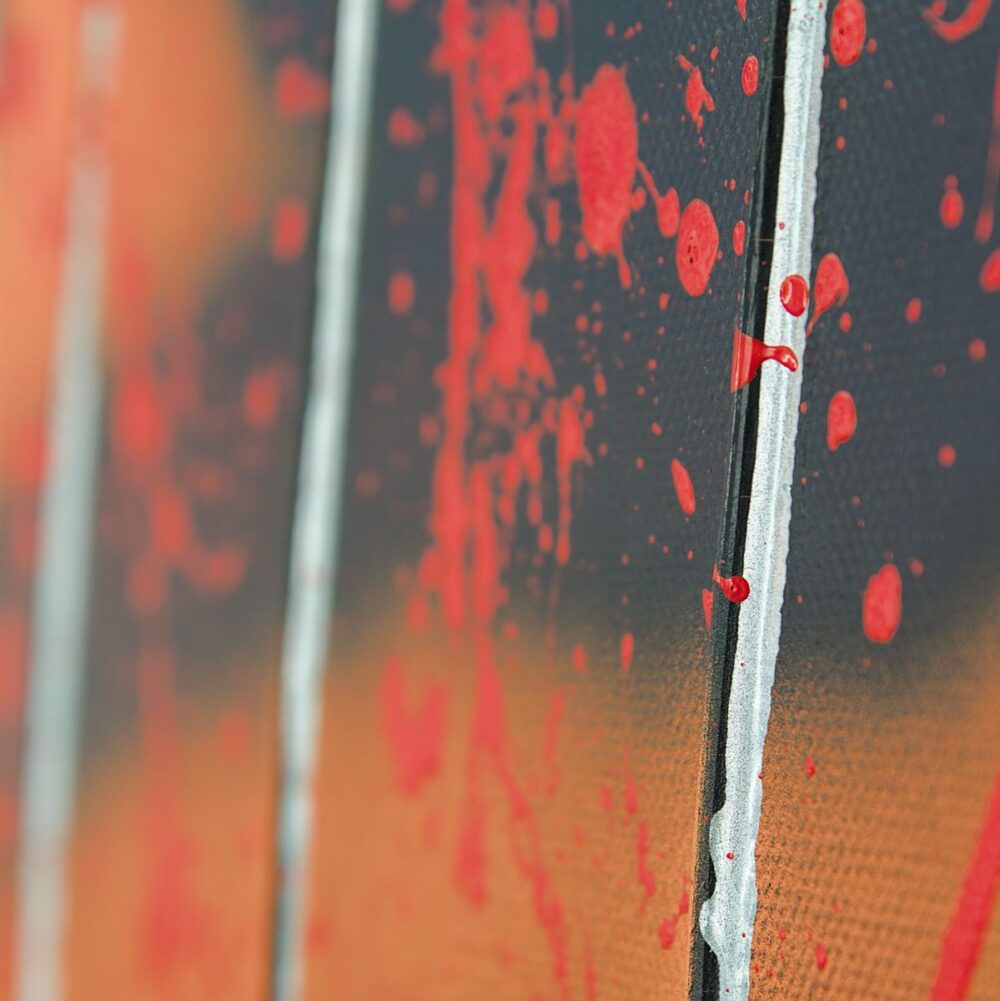 Silver paint detail of a contemporary symbolist painting by Davide Canepa.