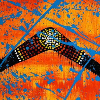 Colorful boomerang painting art studio by Davide Canepa.
