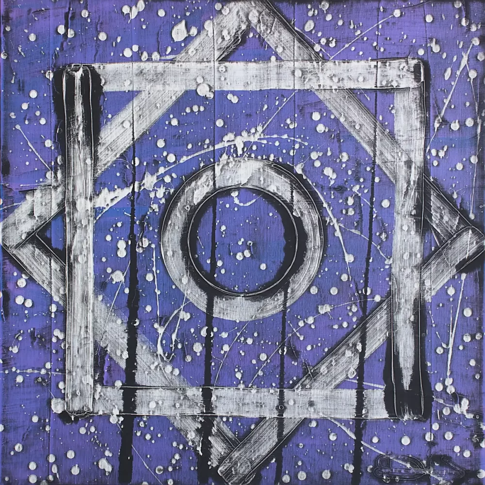 Squares and circle art symbolism canvas painting by Davide Canepa