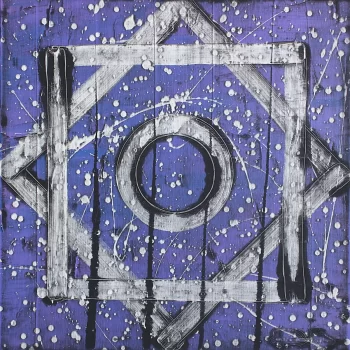 Squares and circle art symbolism canvas painting by Davide Canepa