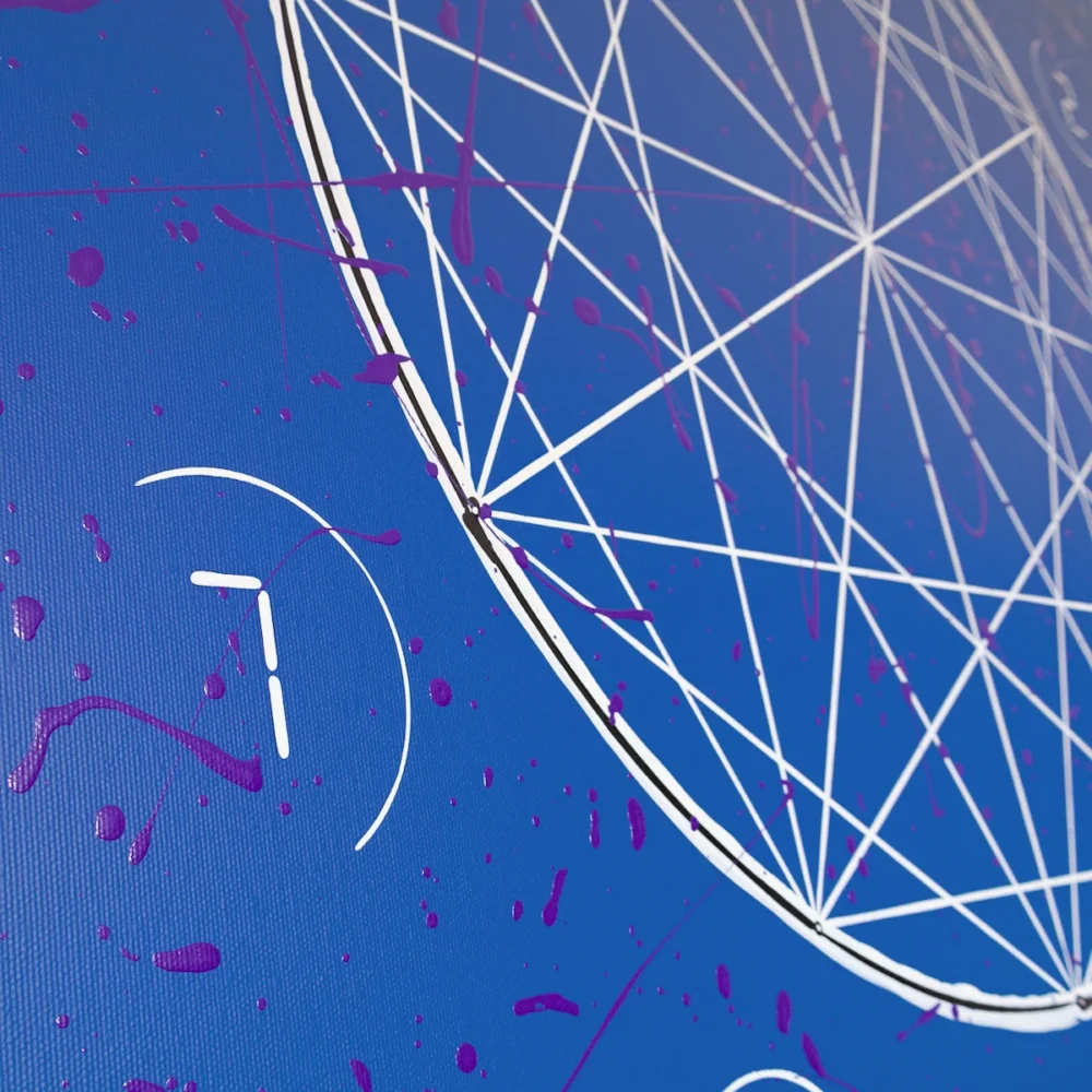 Detail of number inside half circle part of the big canvas entitled "The Code" by Davide Canepa