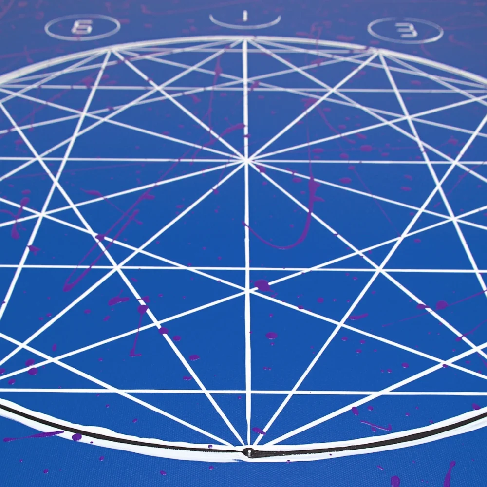 Detail of lines forming specific geometric figures inside a circle created by Davide Canepa